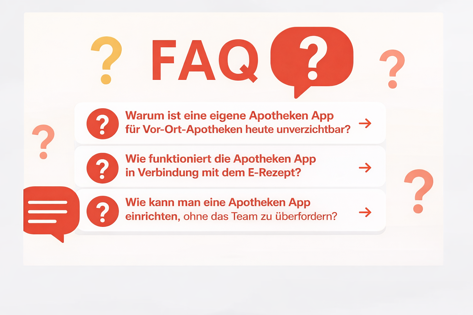 Bild mit Fragen zum Thema Apotheken App.