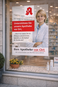Ich entscheide mich für meine Apotheke vor Ort_Plakat im Schaufenster